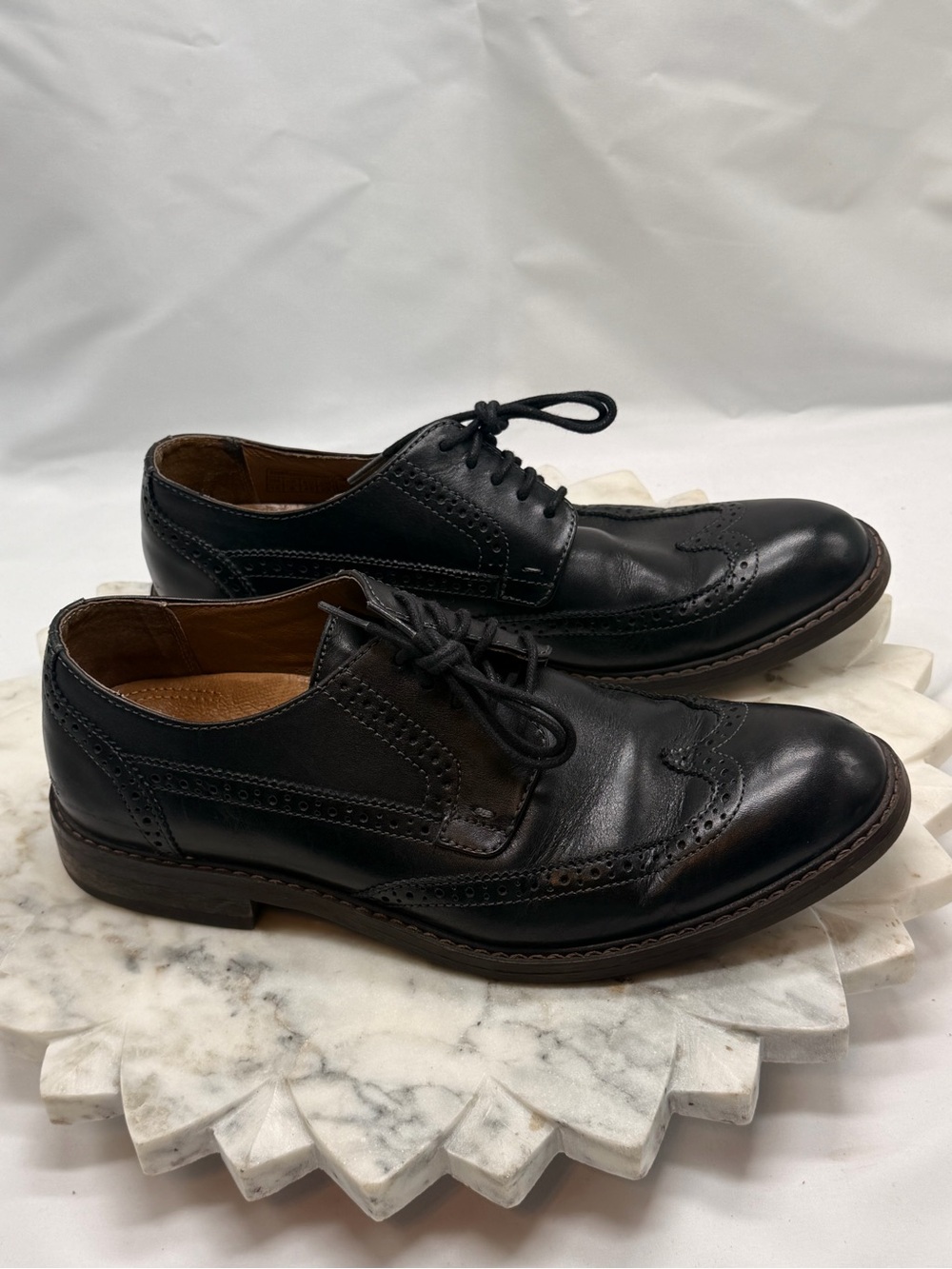 Vionic Bruno Black Leather Wingtip Oxford Dress Shoes Mens Size 10 US 43 EU